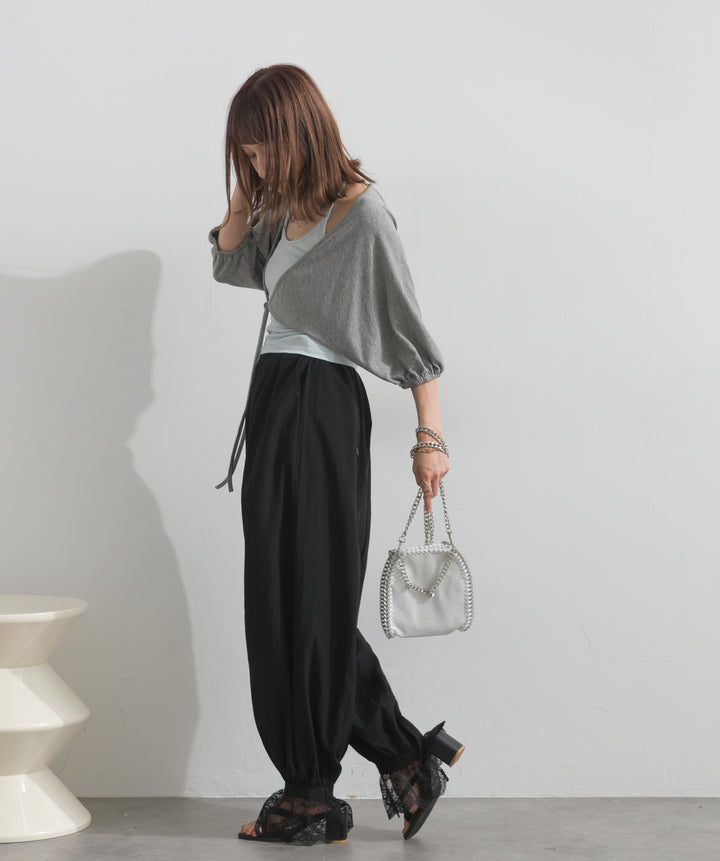 【SET】ホルターネックキャミカーディガンセット+レースヘムバルーンパンツ(2set)