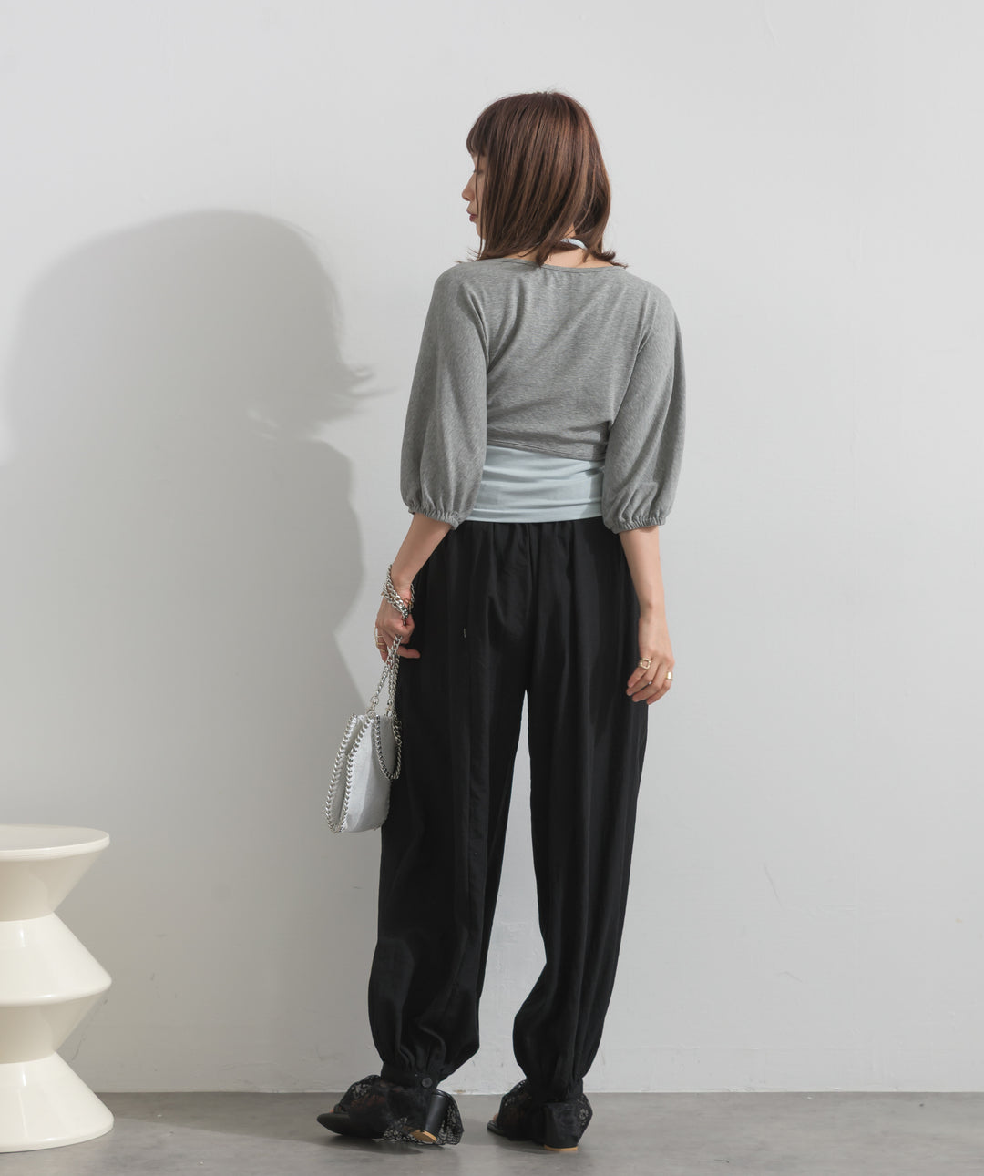 【SET】ホルターネックキャミカーディガンセット+レースヘムバルーンパンツ(2set)