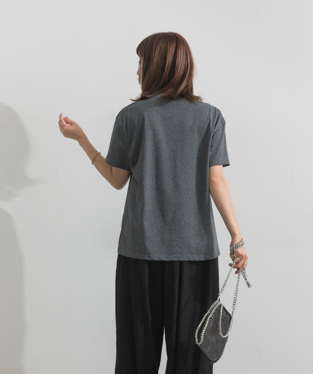 【SET】ロゴクルーネックTシャツ+レースヘムバルーンパンツ(2set)