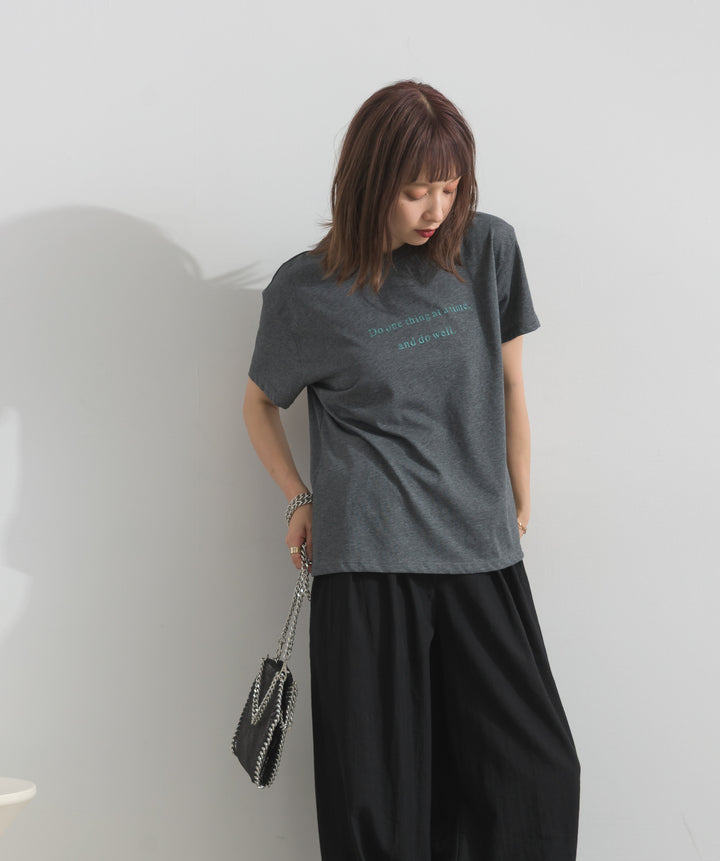 【SET】ロゴクルーネックTシャツ+レースヘムバルーンパンツ(2set)