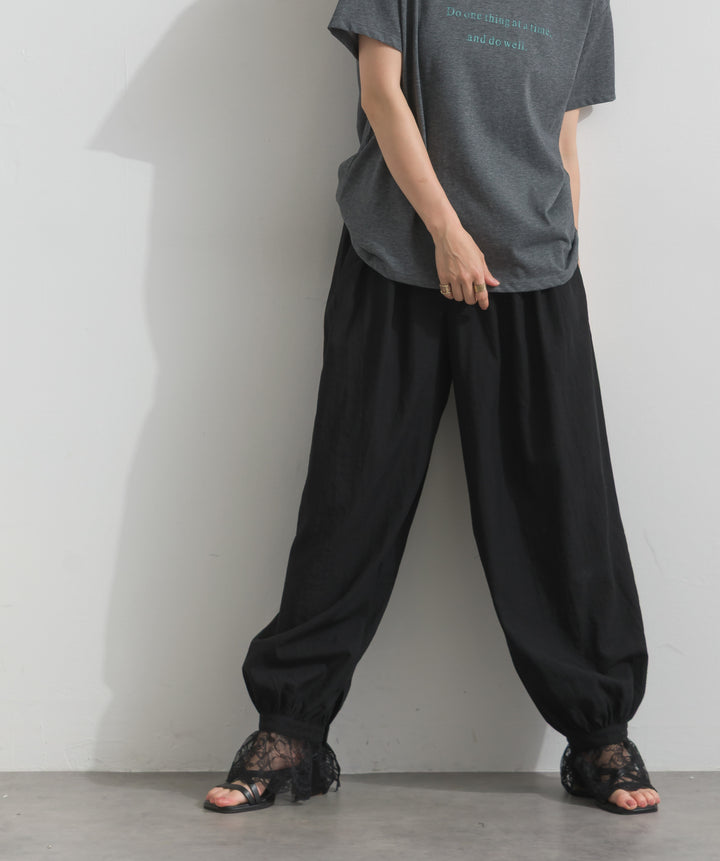 【SET】ロゴクルーネックTシャツ+レースヘムバルーンパンツ(2set)