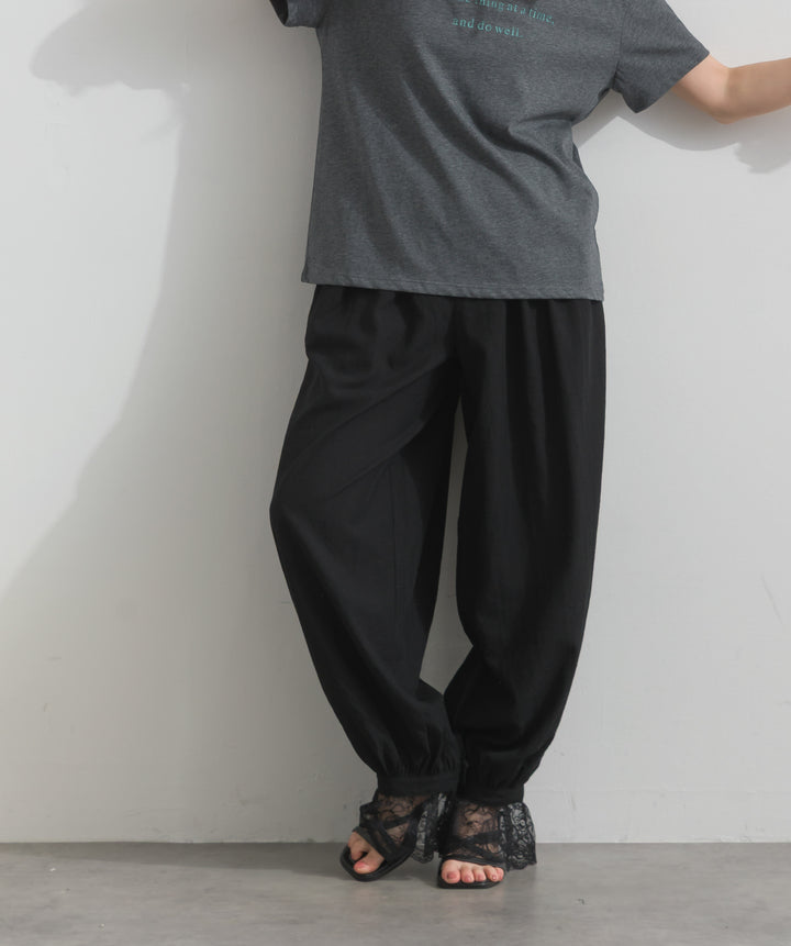【SET】ロゴクルーネックTシャツ+レースヘムバルーンパンツ(2set)