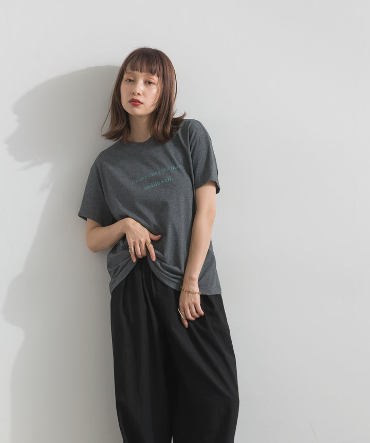 【SET】ロゴクルーネックTシャツ+レースヘムバルーンパンツ(2set)