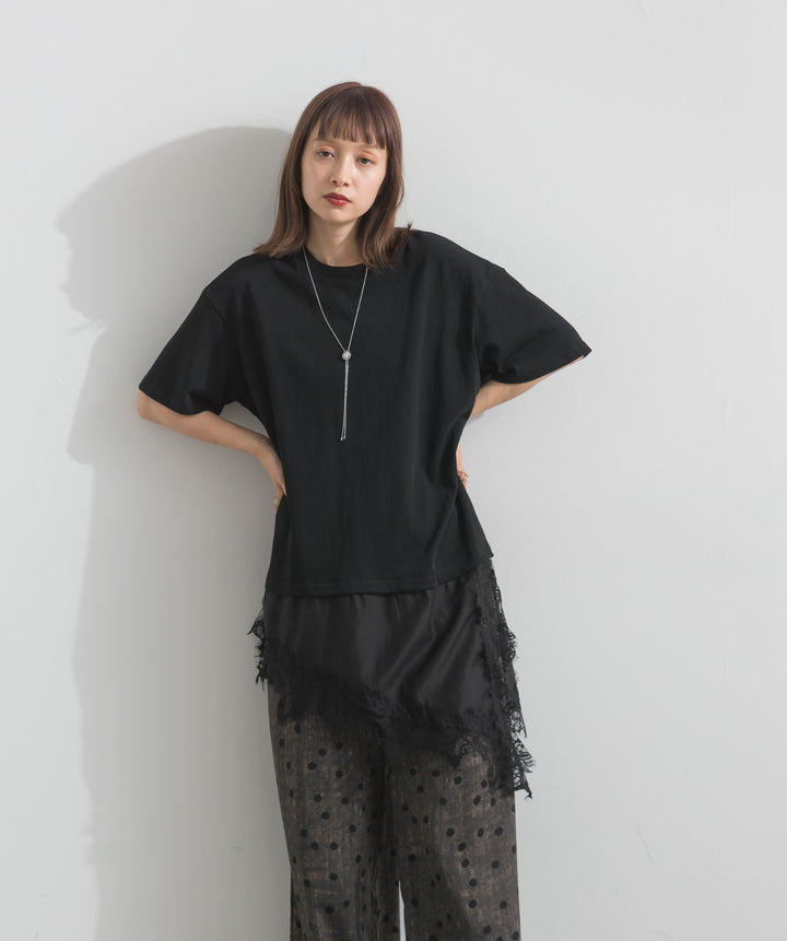 レースヘムレイヤードカットソー