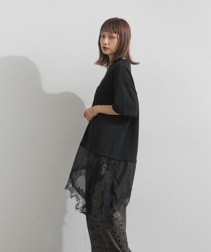 レースヘムレイヤードカットソー