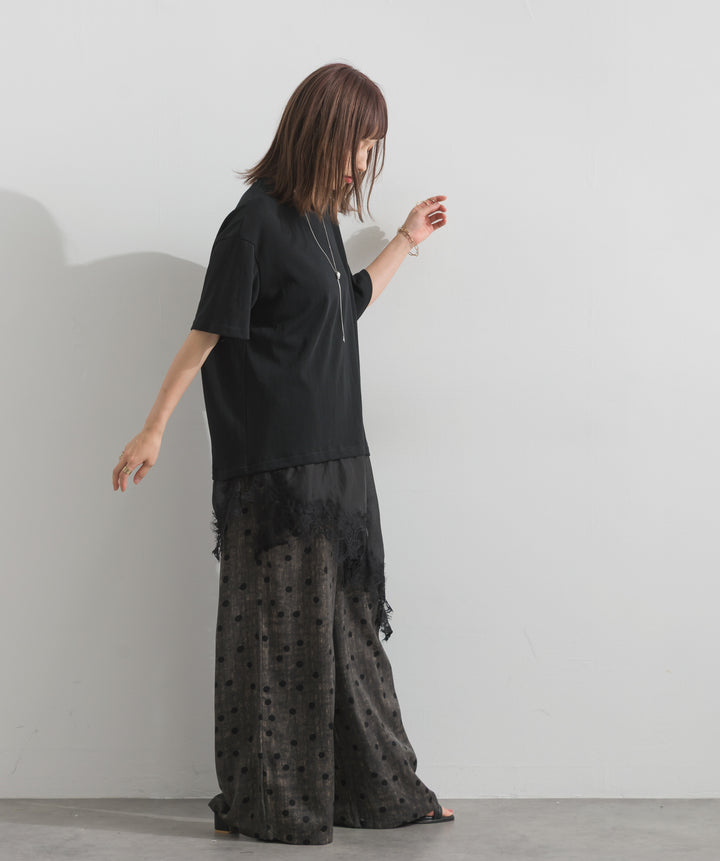 レースヘムレイヤードカットソー