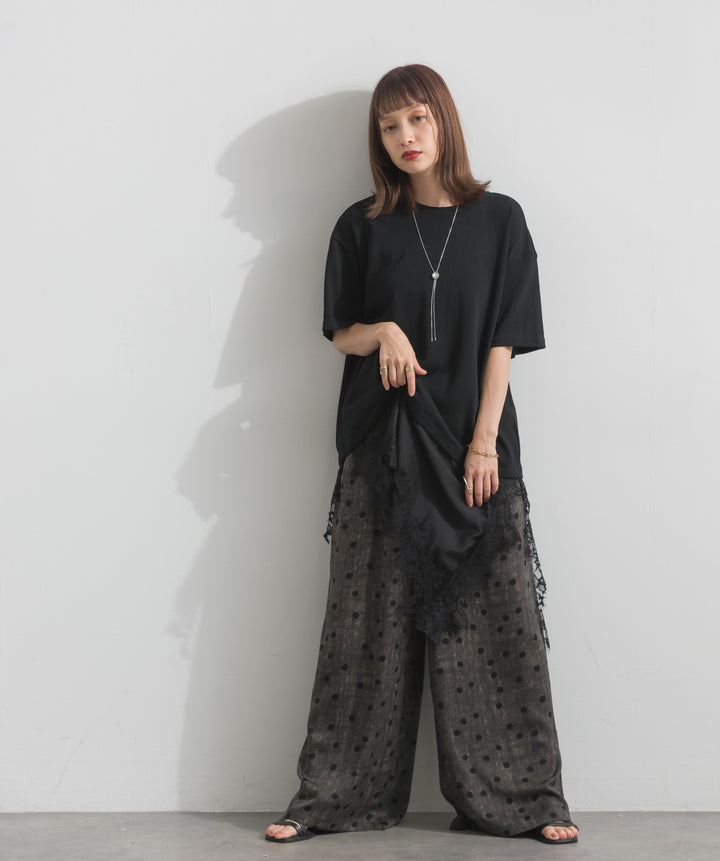 レースヘムレイヤードカットソー