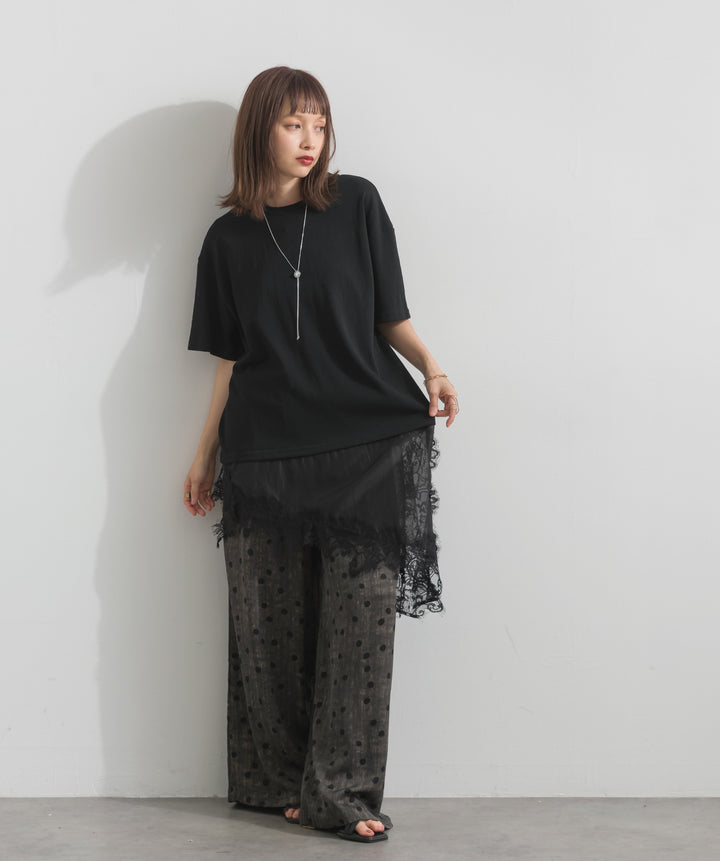 レースヘムレイヤードカットソー