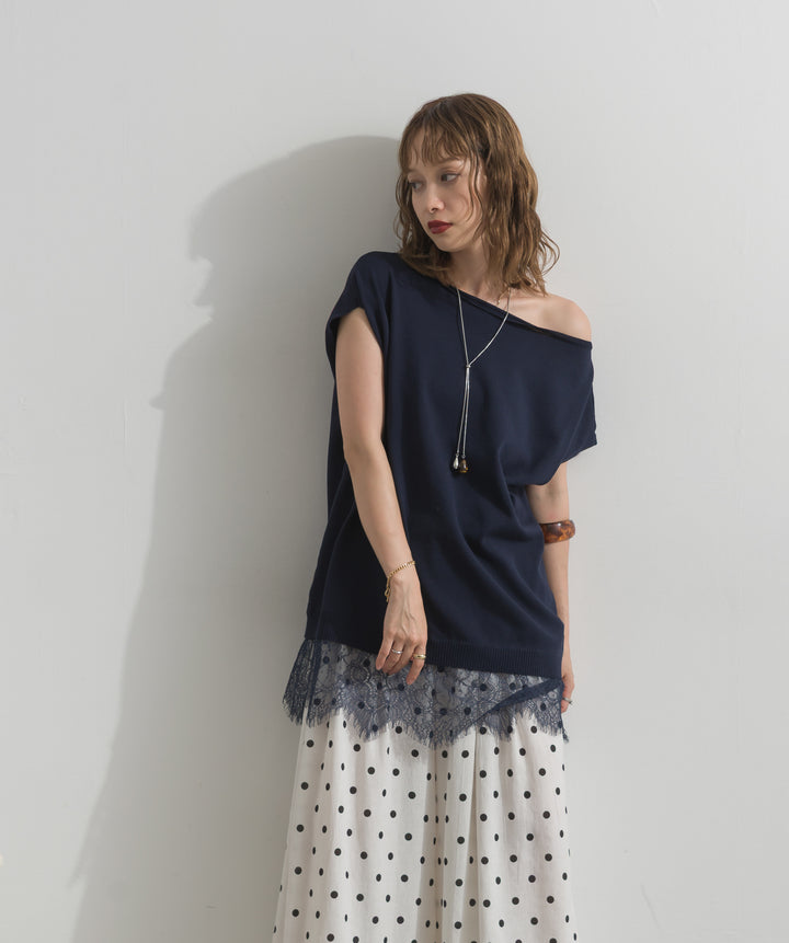 【SET】]レースアクセントノースリーブトップス+グラフィックプリントワイドパンツ(2set)