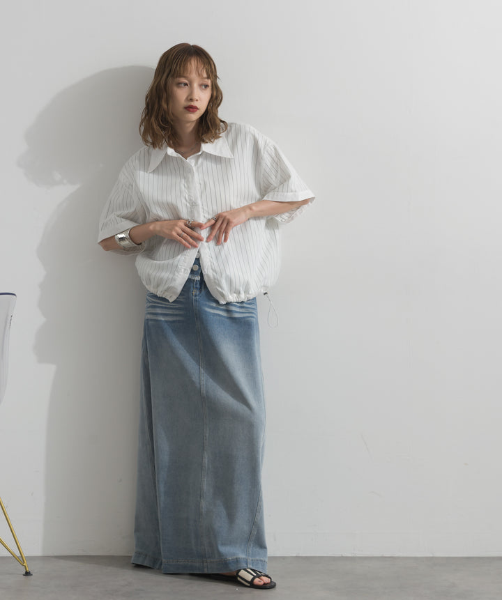 チュールストライプショートシャツ
