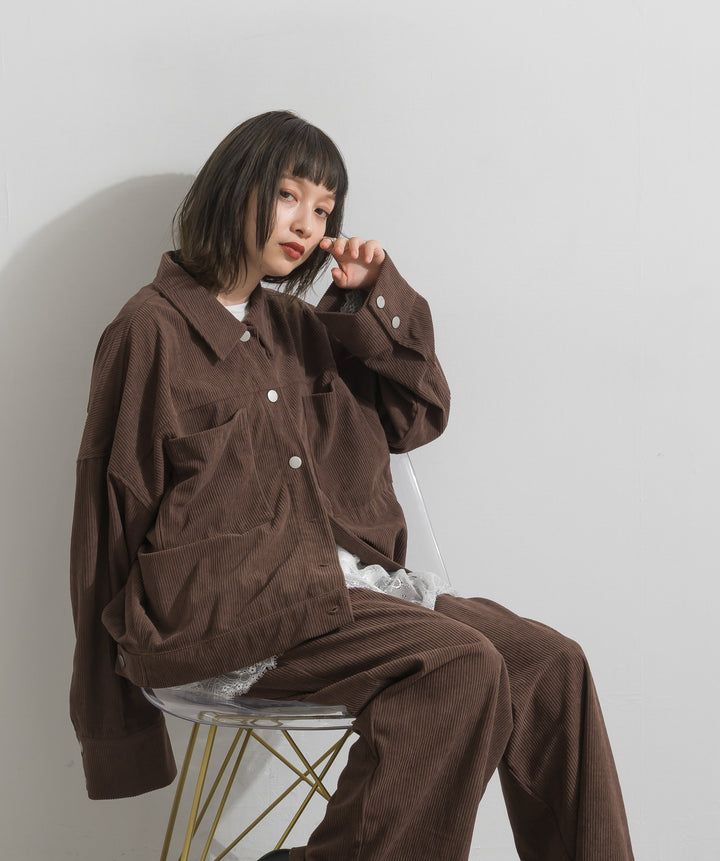 【SET】コーデュロイオーバーサイズジャケット+コーデュロイタックトラウザーズパンツ(2set)