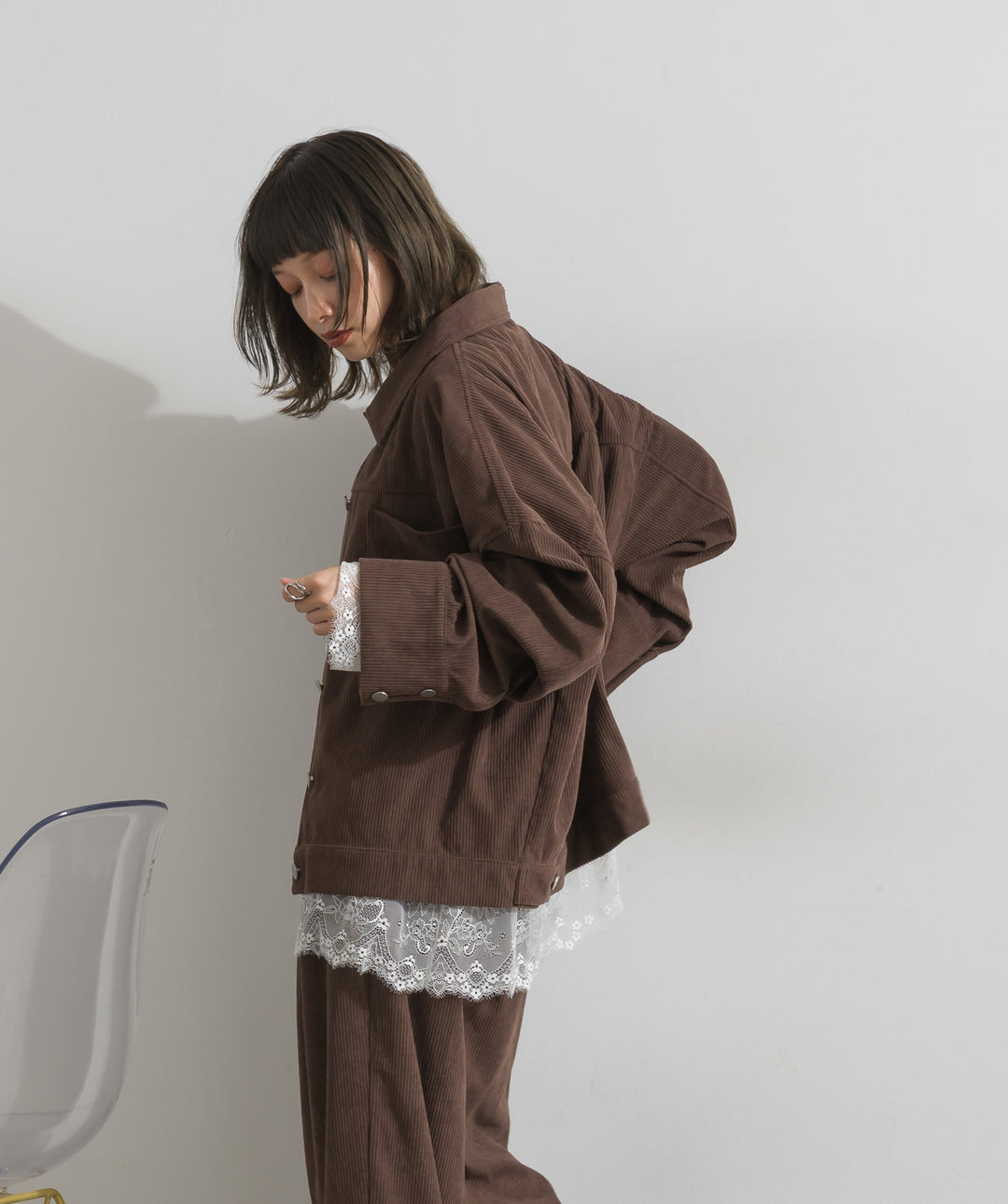 【SET】コーデュロイオーバーサイズジャケット+コーデュロイタックトラウザーズパンツ(2set)