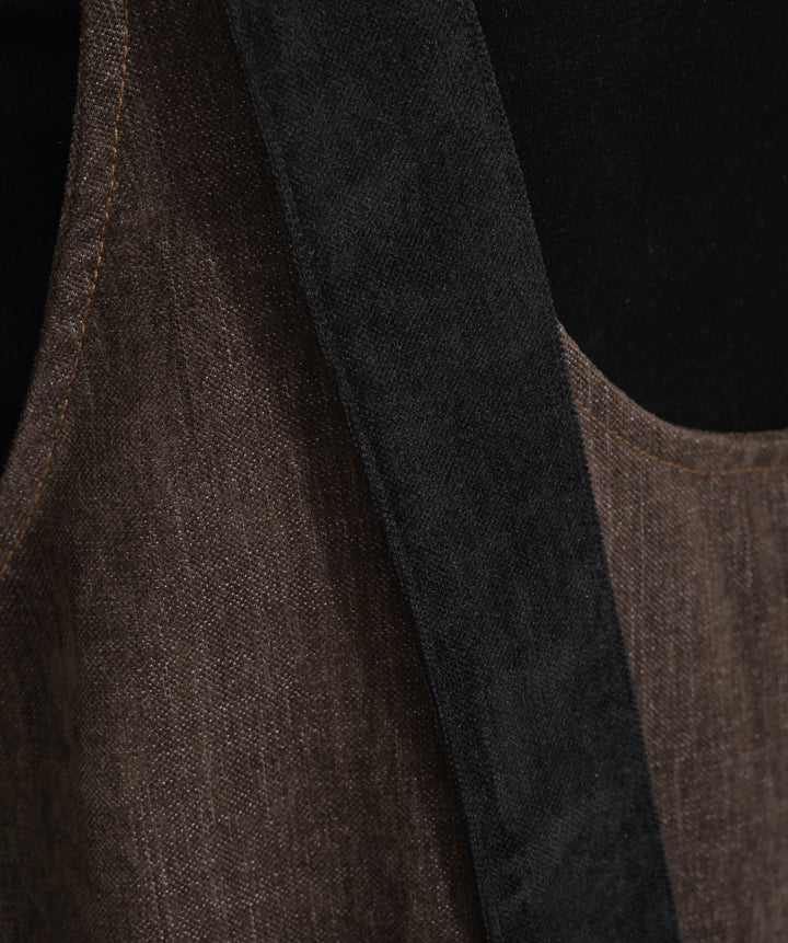 ベロアデニム配色ベルトワンピース