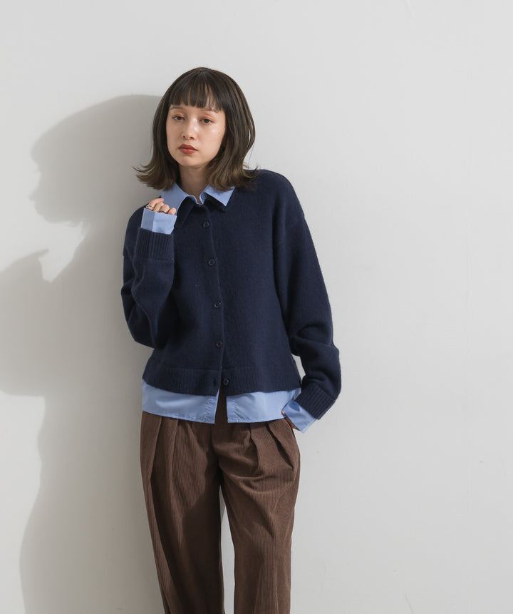 【SET】アルパカタッチシャツドッキングカーディガン+コーデュロイタックトラウザーズパンツ(2set)