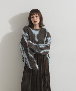 ニュアンス柄シャギーニットプルオーバー