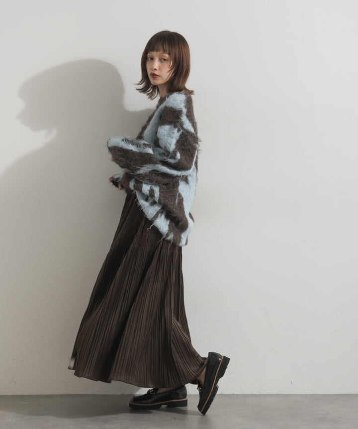 ニュアンス柄シャギーニットプルオーバー