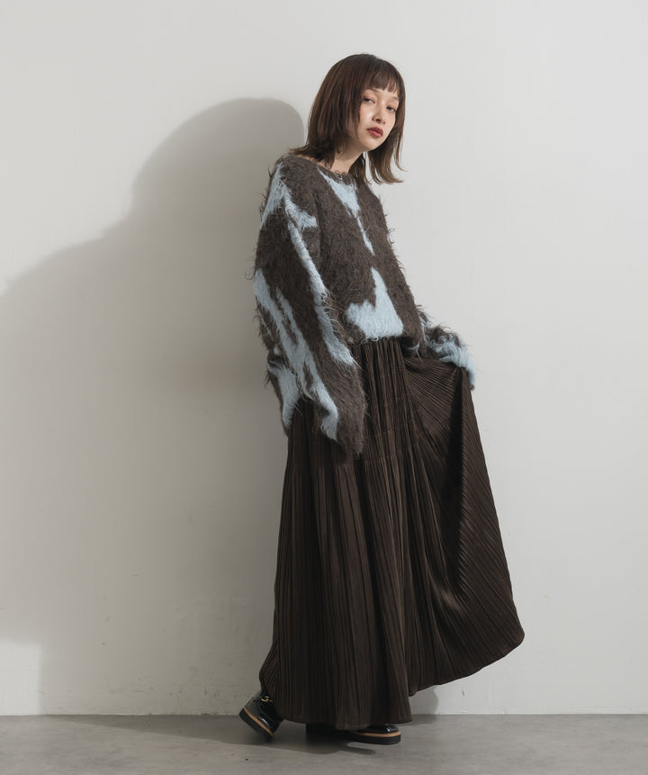 ニュアンス柄シャギーニットプルオーバー