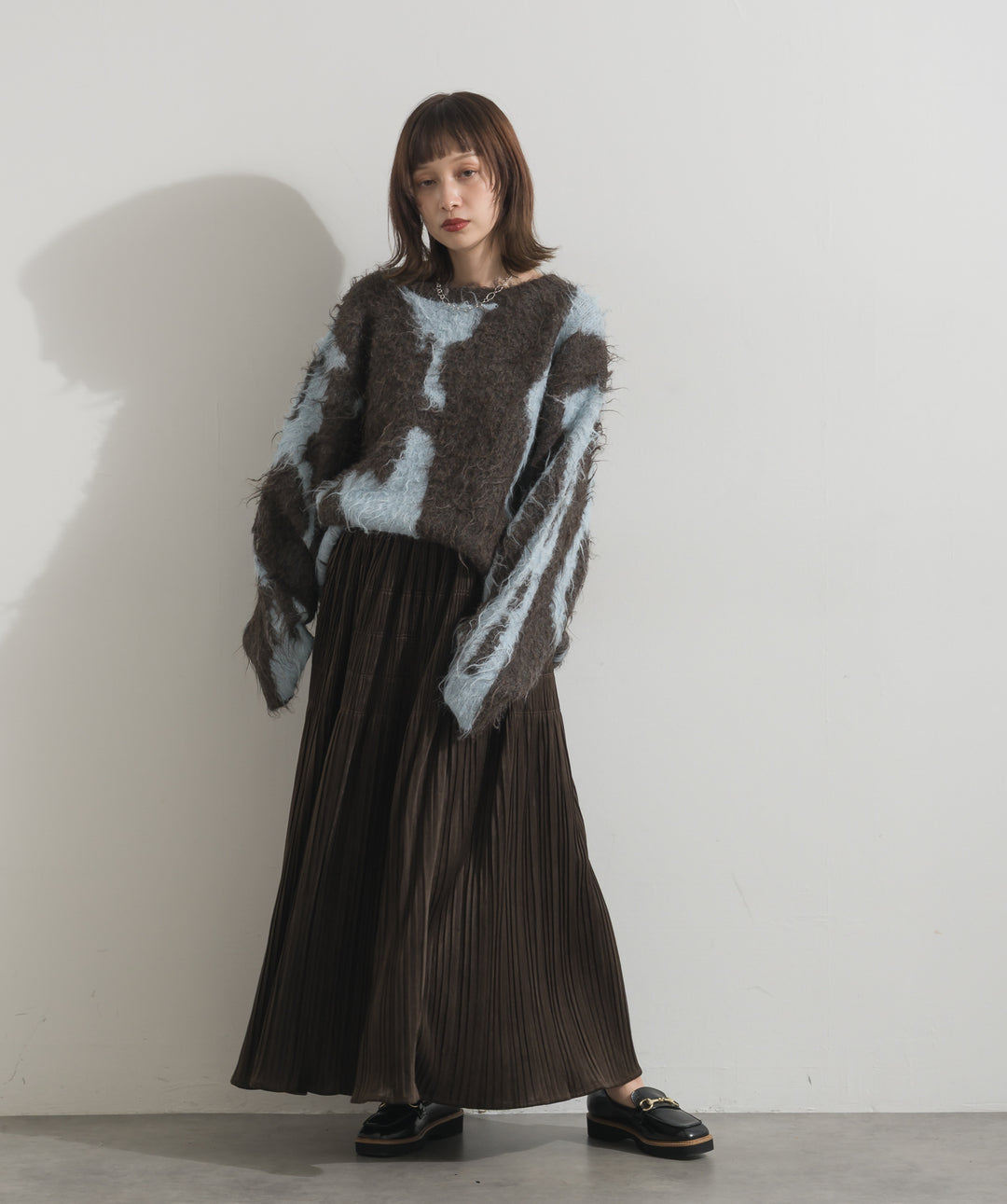 ニュアンス柄シャギーニットプルオーバー