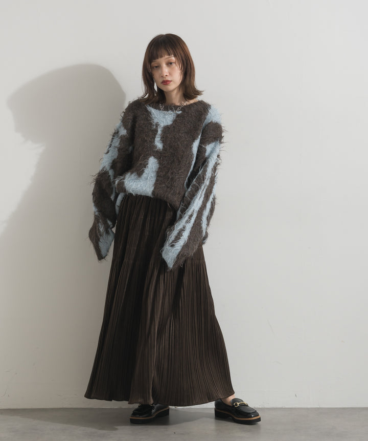 ニュアンス柄シャギーニットプルオーバー