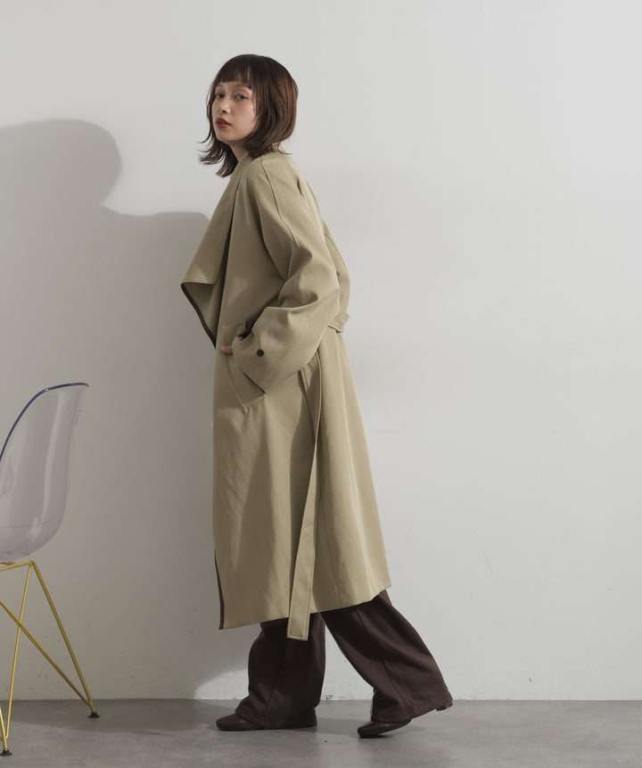 ドレープカラーロングコート
