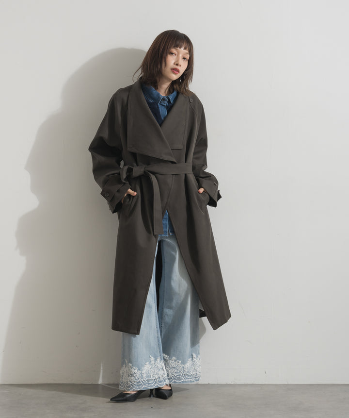 レースヘムワイドデニムパンツ