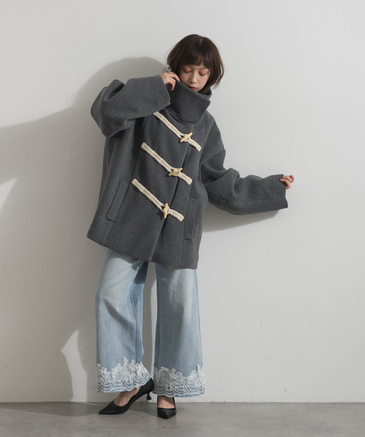 レースヘムワイドデニムパンツ