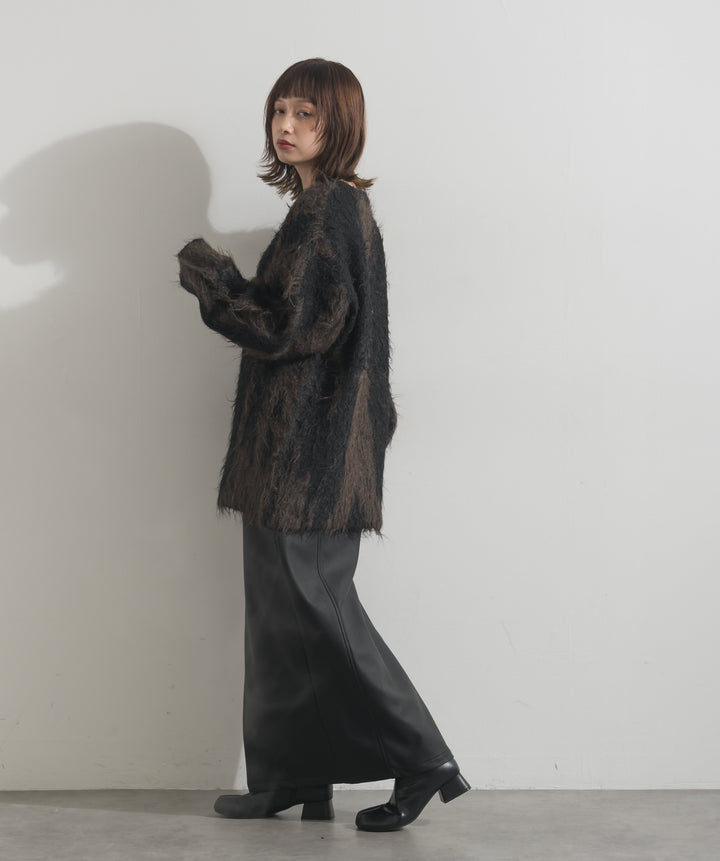 ニュアンス柄シャギーニットプルオーバー