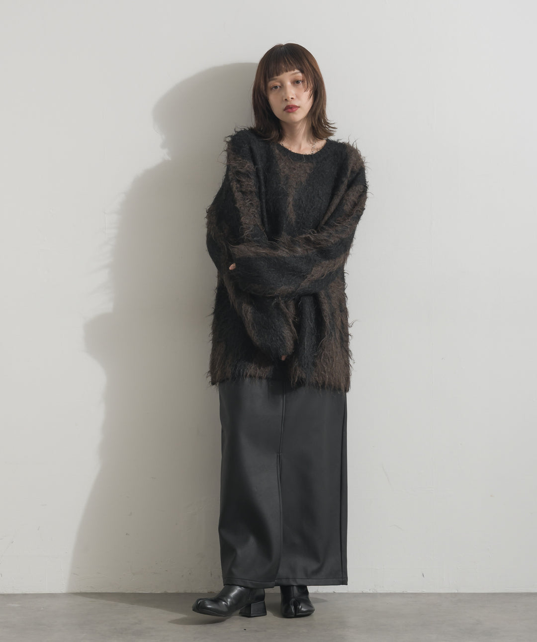 ニュアンス柄シャギーニットプルオーバー