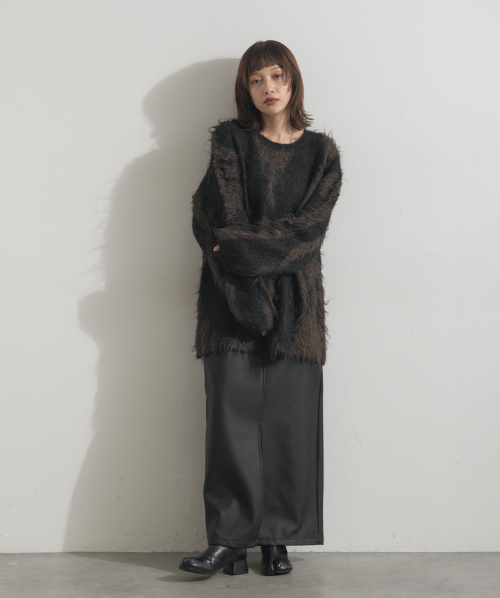 ニュアンス柄シャギーニットプルオーバー