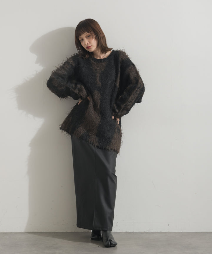 ニュアンス柄シャギーニットプルオーバー