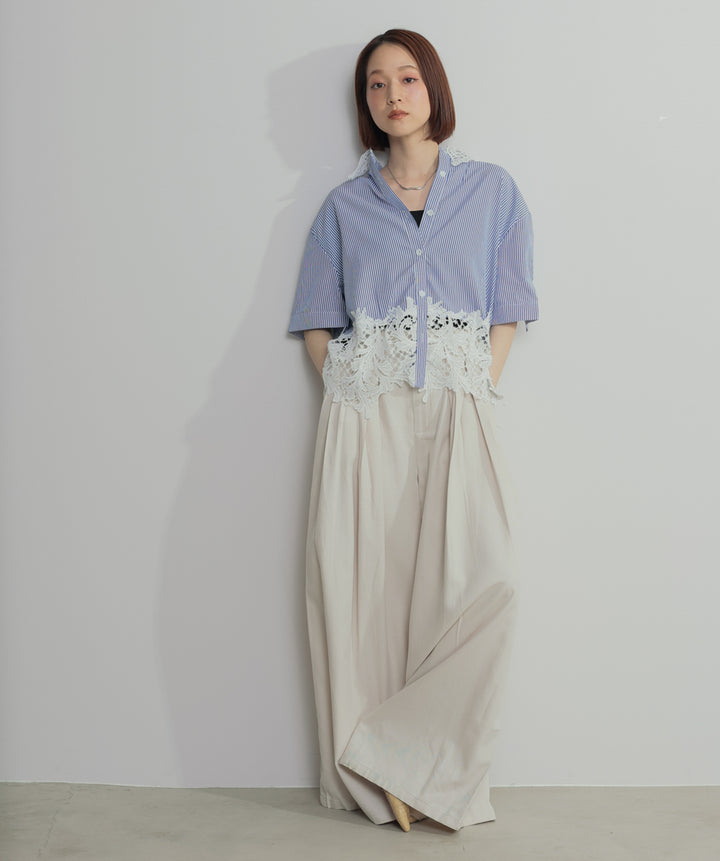 レースドッキングストライプシャツ