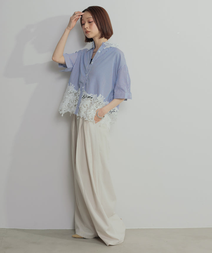 レースドッキングストライプシャツ