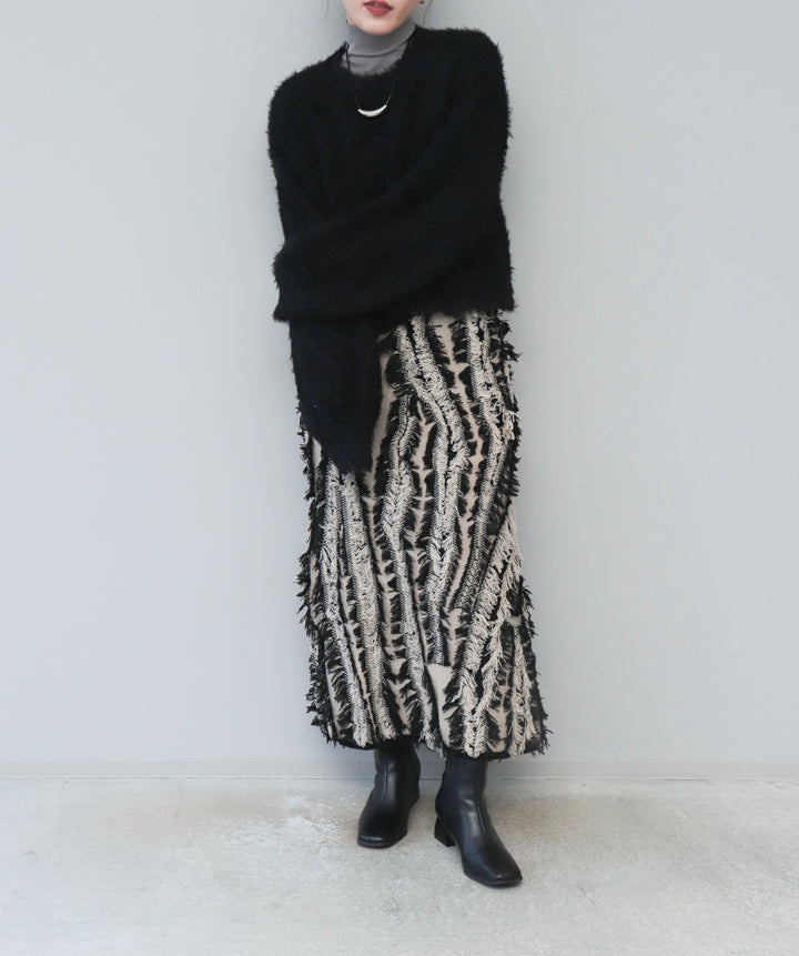MIXフリンジニットスカート