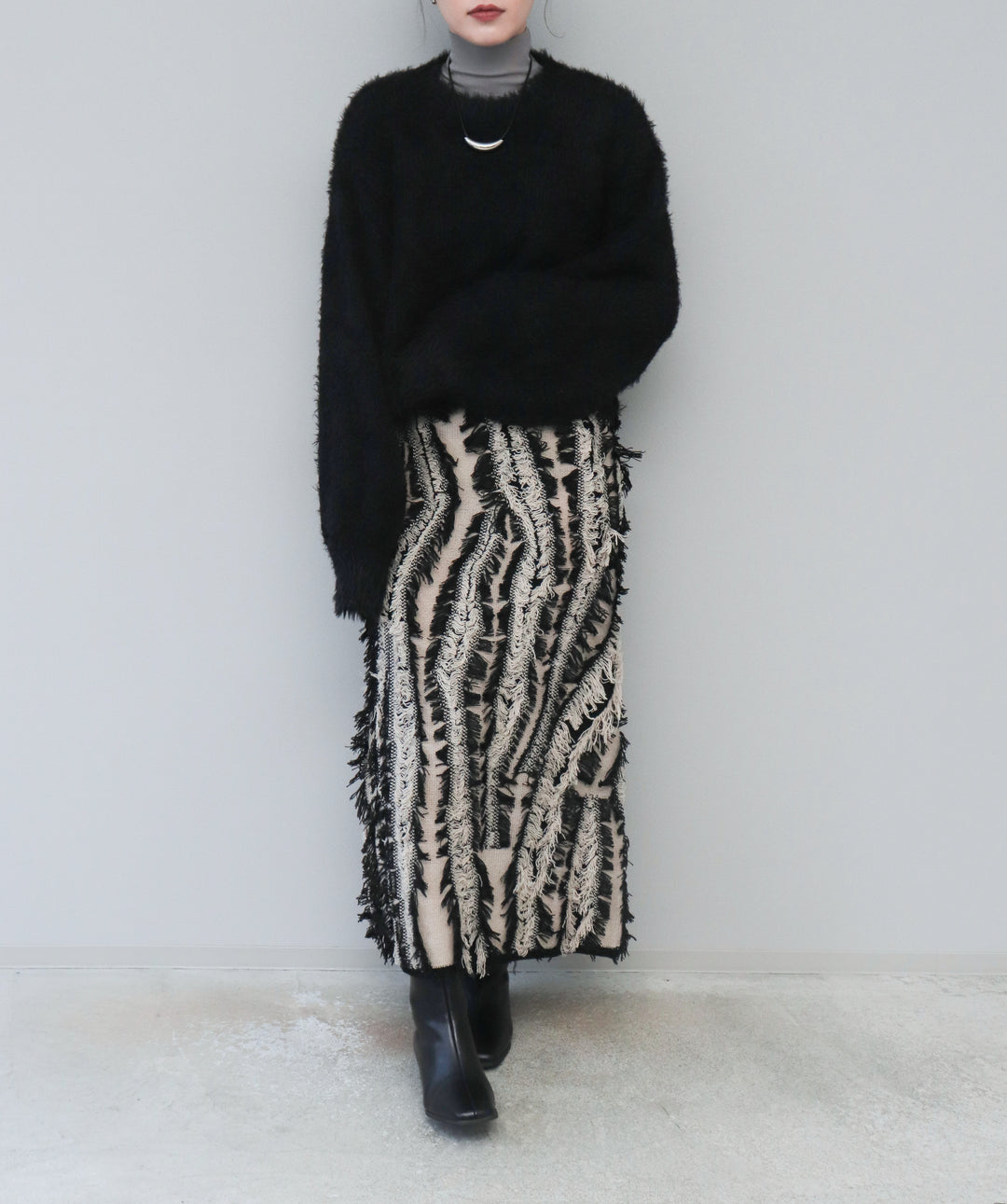 MIXフリンジニットスカート