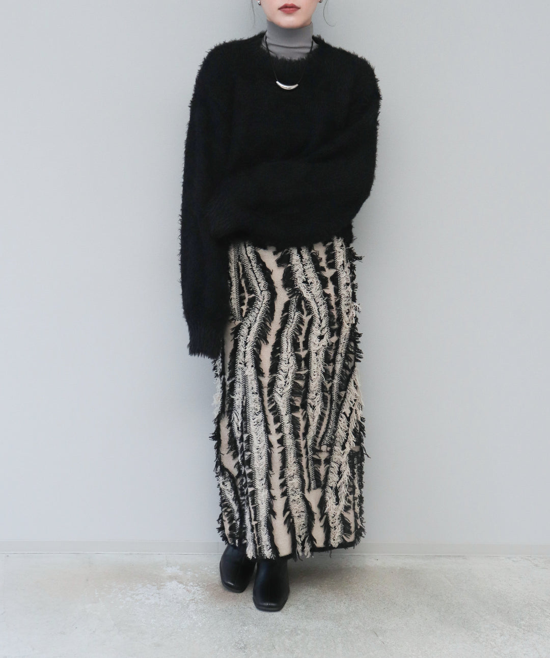 MIXフリンジニットスカート
