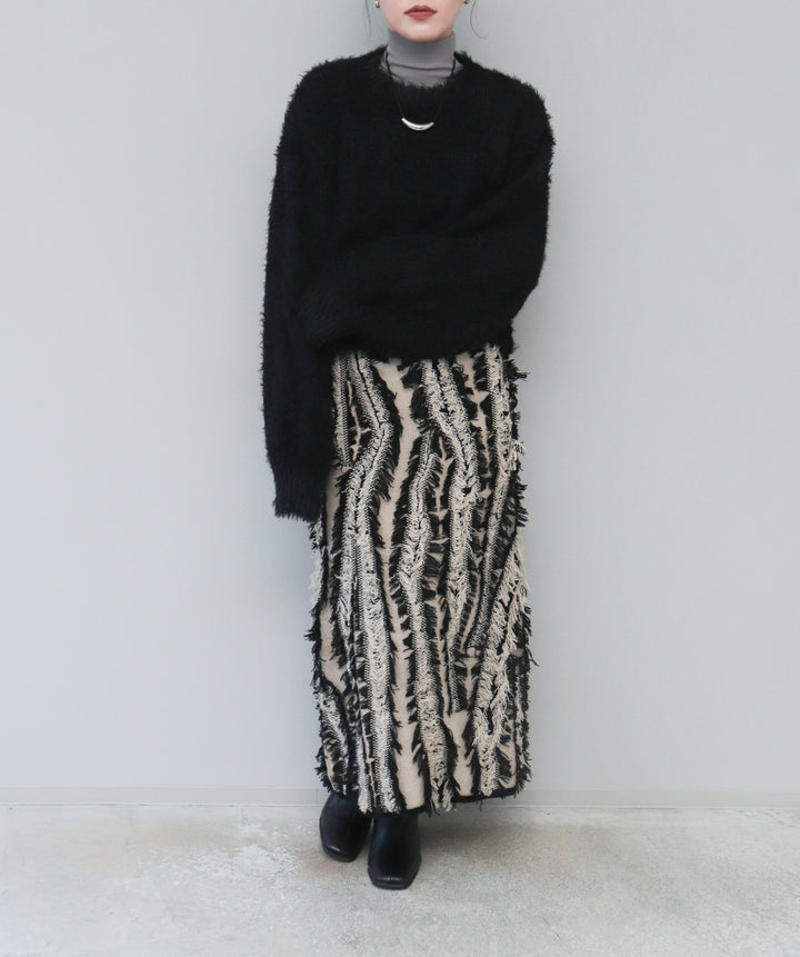 MIXフリンジニットスカート