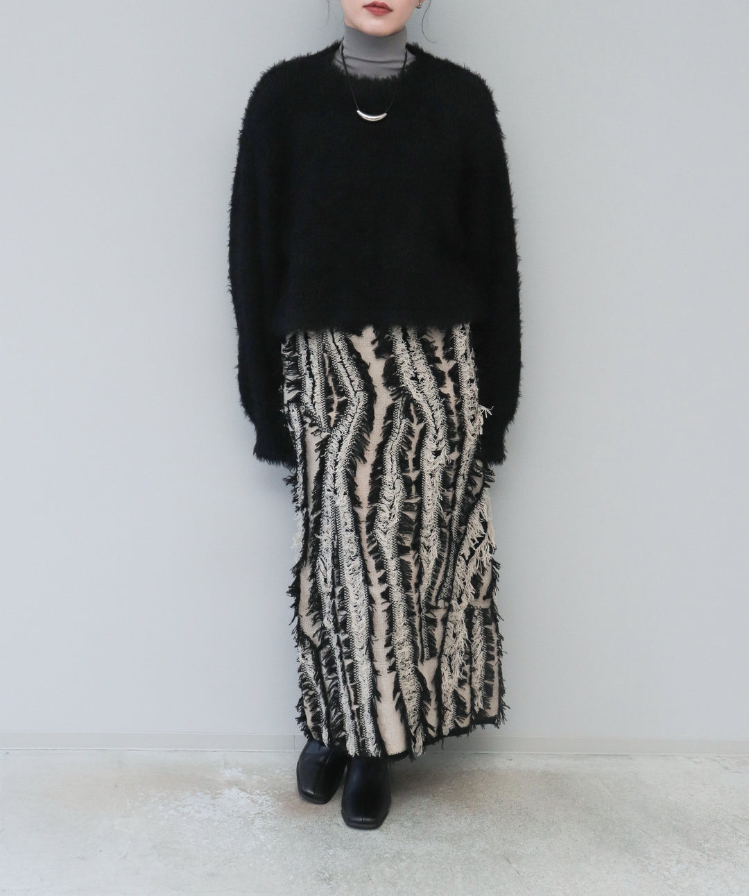 MIXフリンジニットスカート