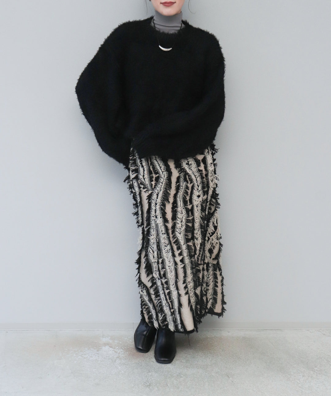 MIXフリンジニットスカート