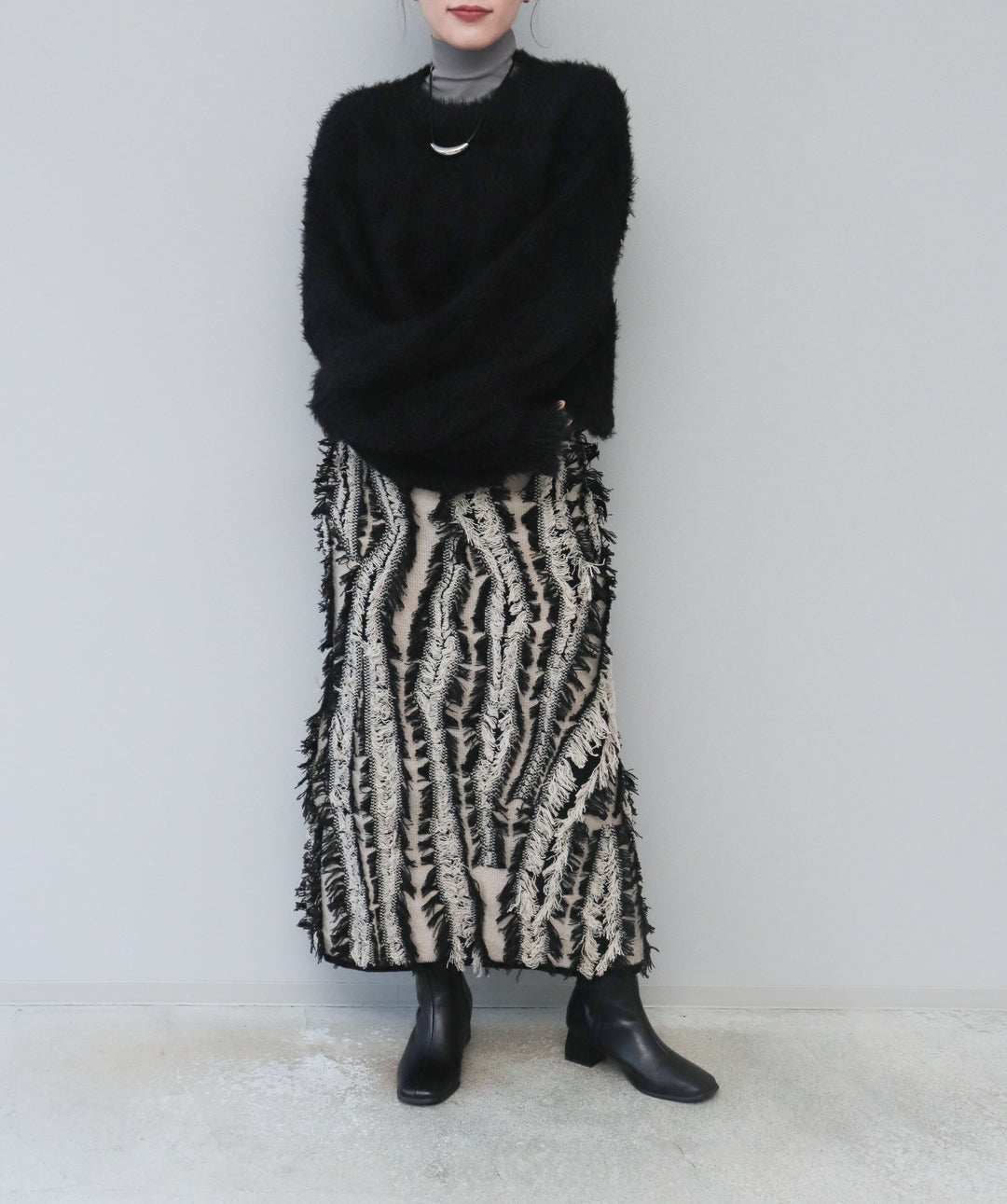 MIXフリンジニットスカート