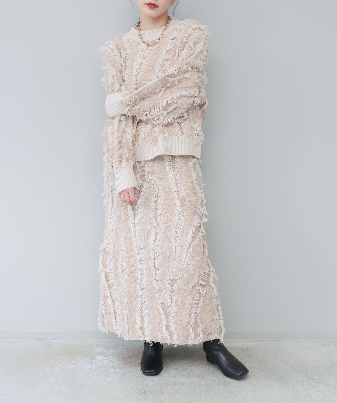 MIXフリンジニットスカート