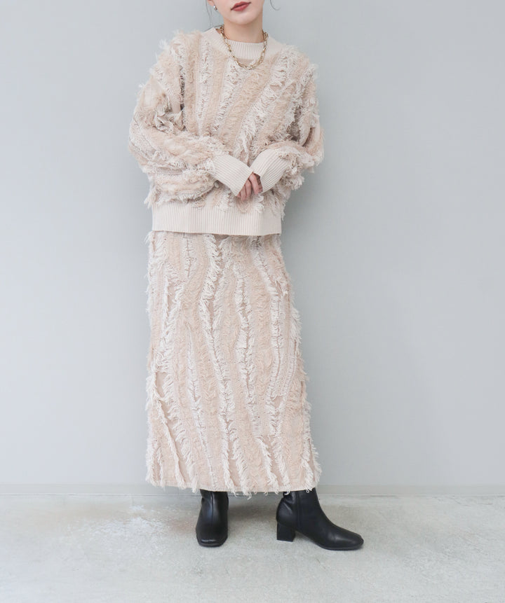 MIXフリンジニットスカート