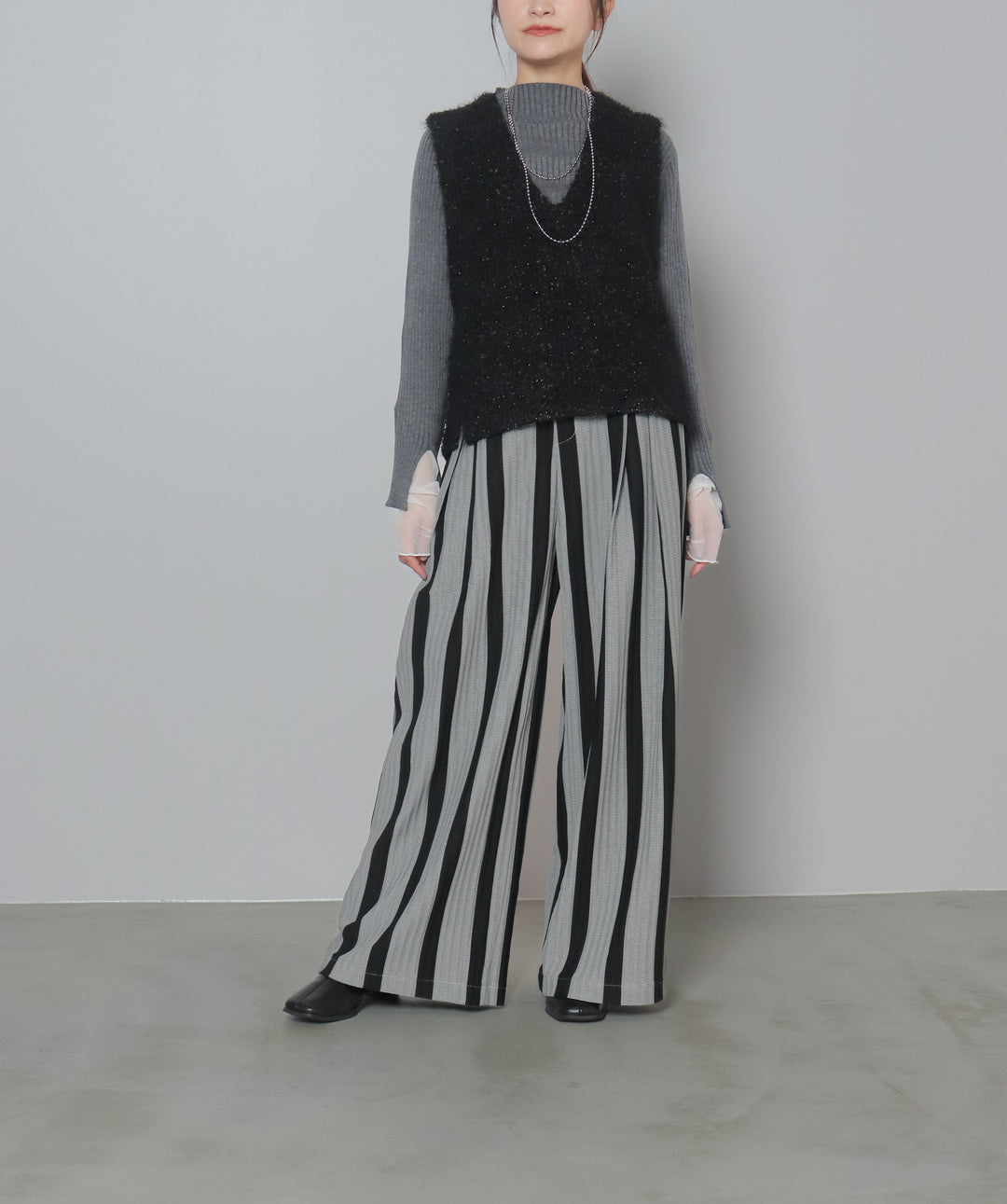 ストライプワイドパンツ