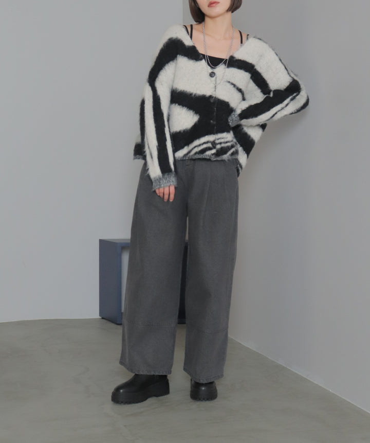 タックデニムワイドパンツ