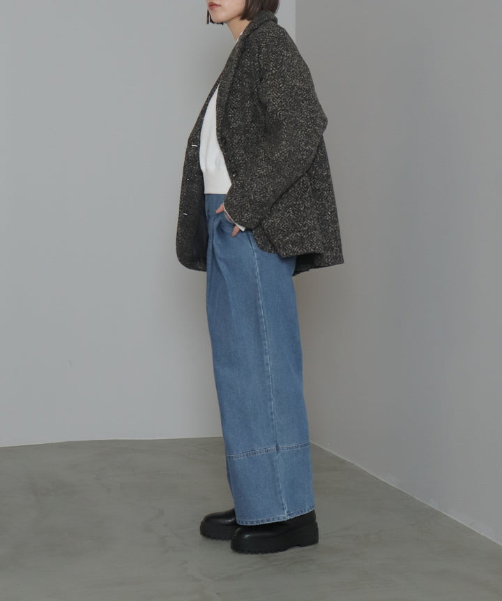 タックデニムワイドパンツ