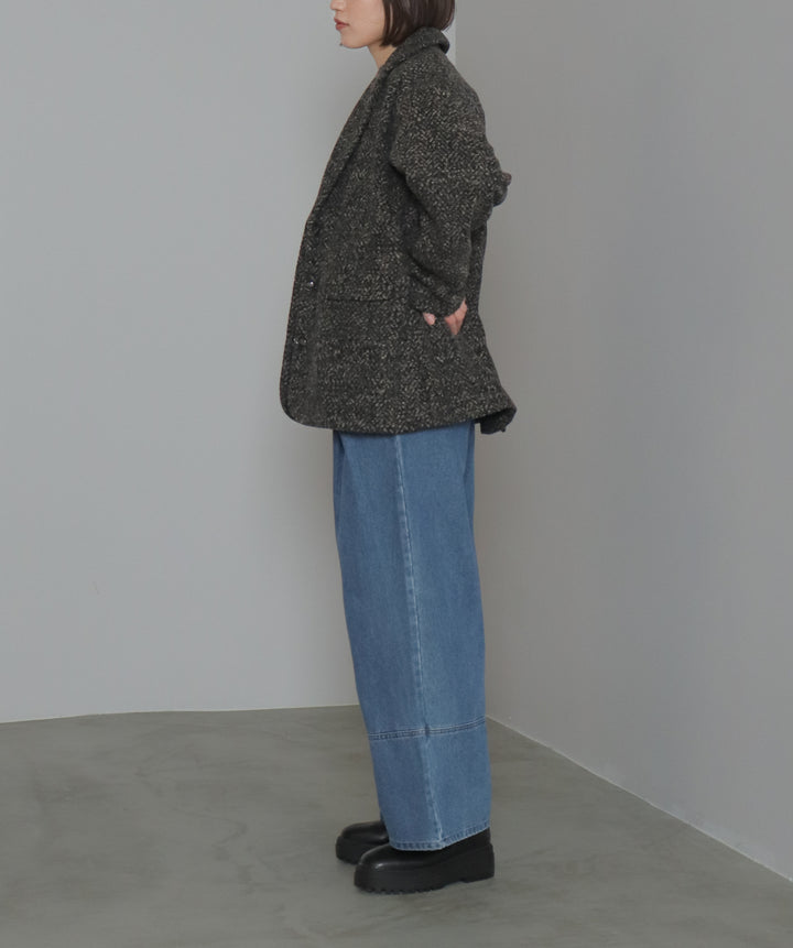 タックデニムワイドパンツ