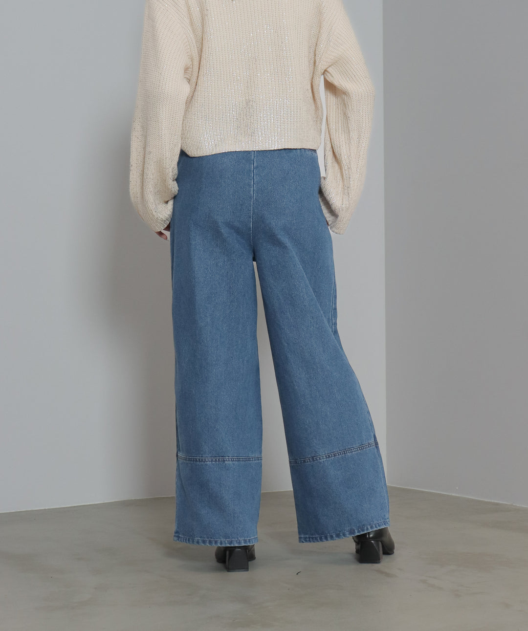タックデニムワイドパンツ