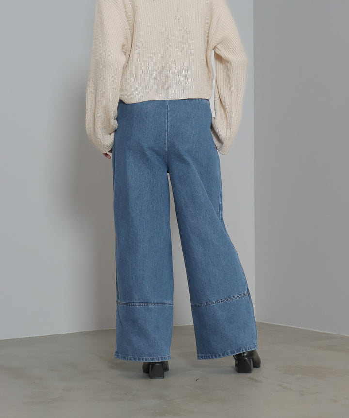 タックデニムワイドパンツ