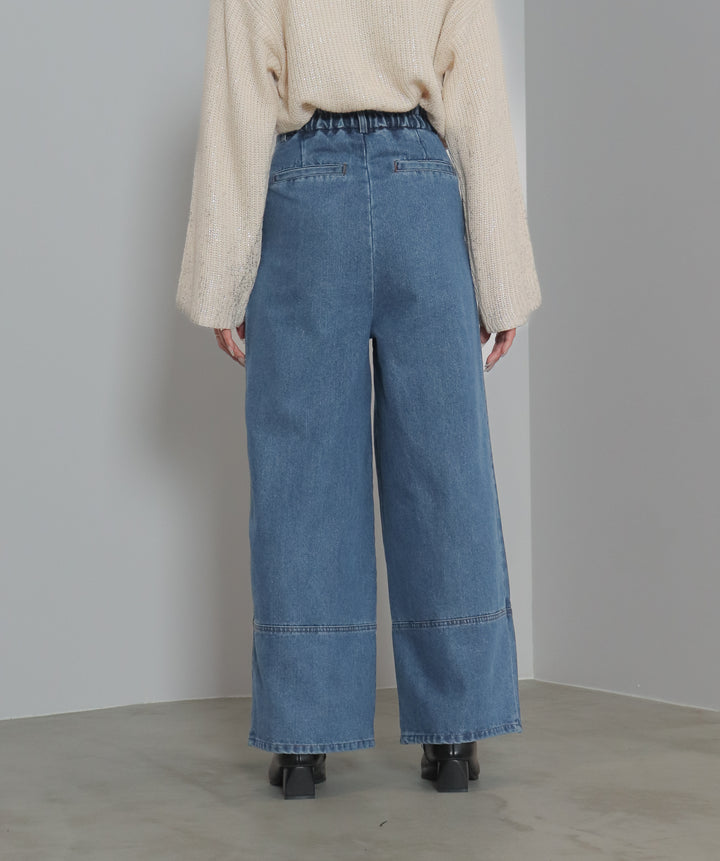タックデニムワイドパンツ