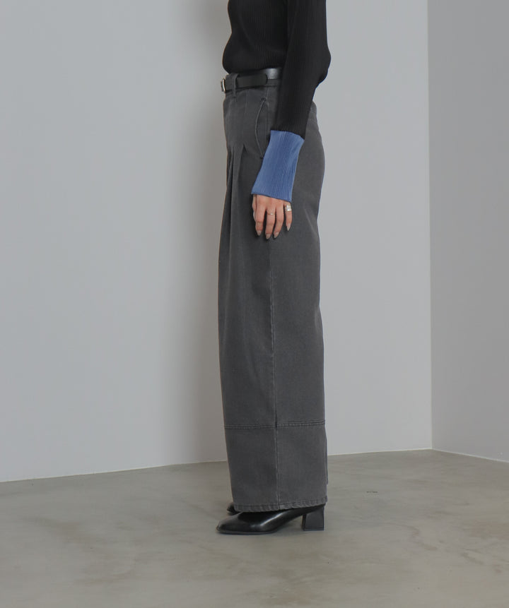 タックデニムワイドパンツ