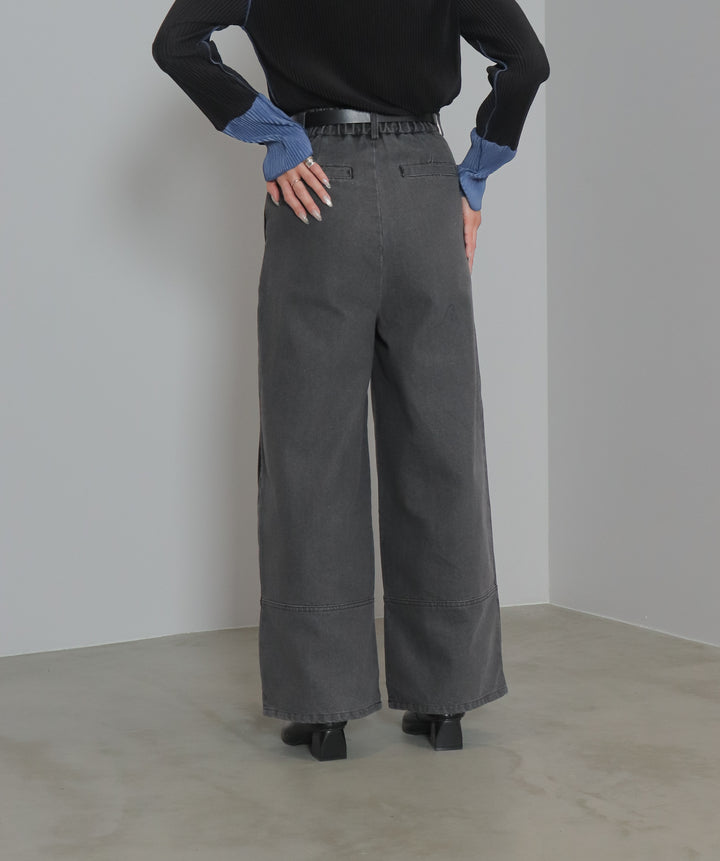 タックデニムワイドパンツ
